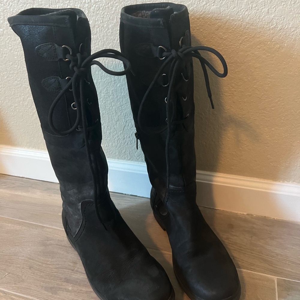 UGG Black Lace Up Boots Suede